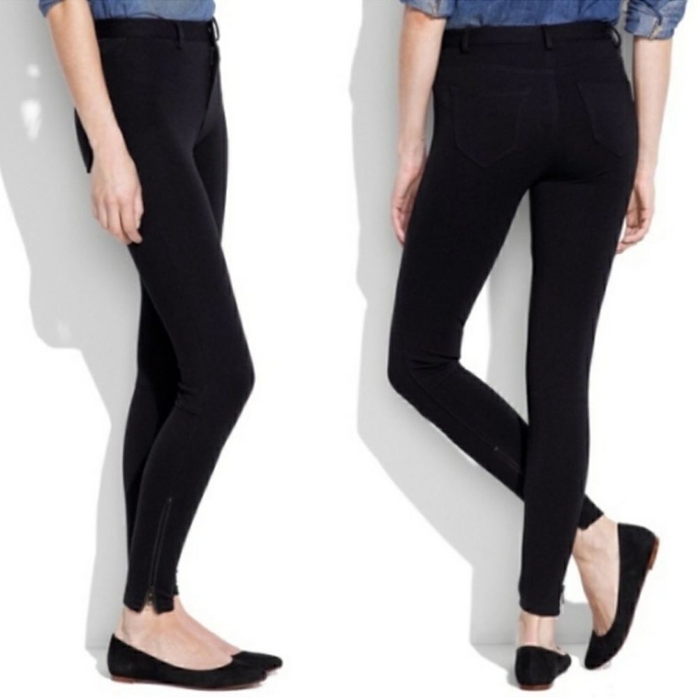 NWT Madewell Ponte Zip Ankle Skinny Pants Leggings Black 2